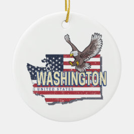 Washington State United Stater Karta USA Souvenir Julgransprydnad Keramik