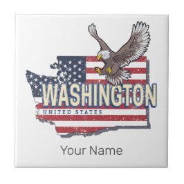 Washington State United Stater Karta USA Souvenir Kakelplatta