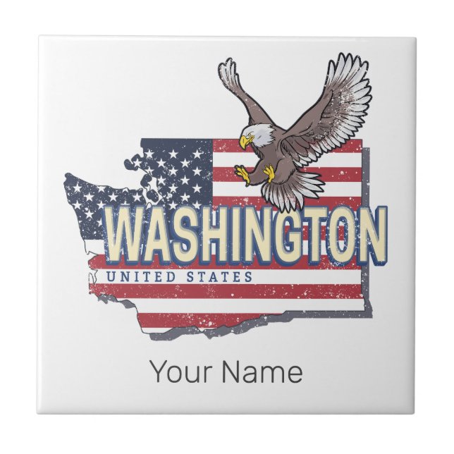 Washington State United Stater Karta USA Souvenir Kakelplatta (Framsidan)
