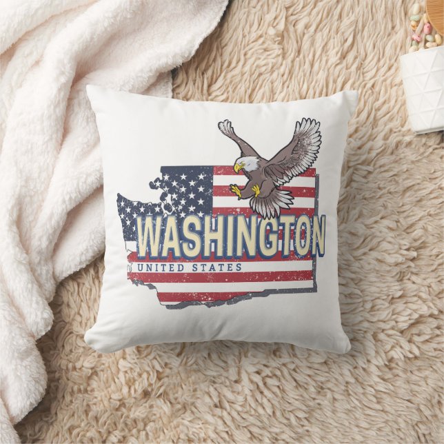 Washington State United Stater Karta USA Souvenir Kudde (Filt)