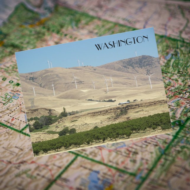 Washington State Vineyards och Vind Farms Travel Vykort (In Situ Map)