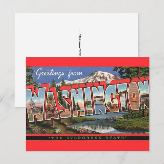 Washington State  vykort (Fram/baksida)