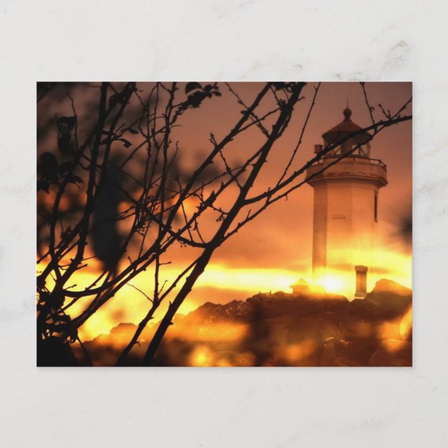 Washington State-vykort - fyr vid Sunset Vykort (Framsida)