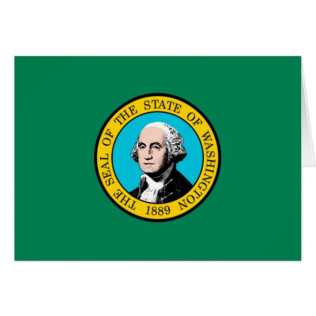 Washington Statlig flagga Design Hälsningskort (Framsidan Horizontal)