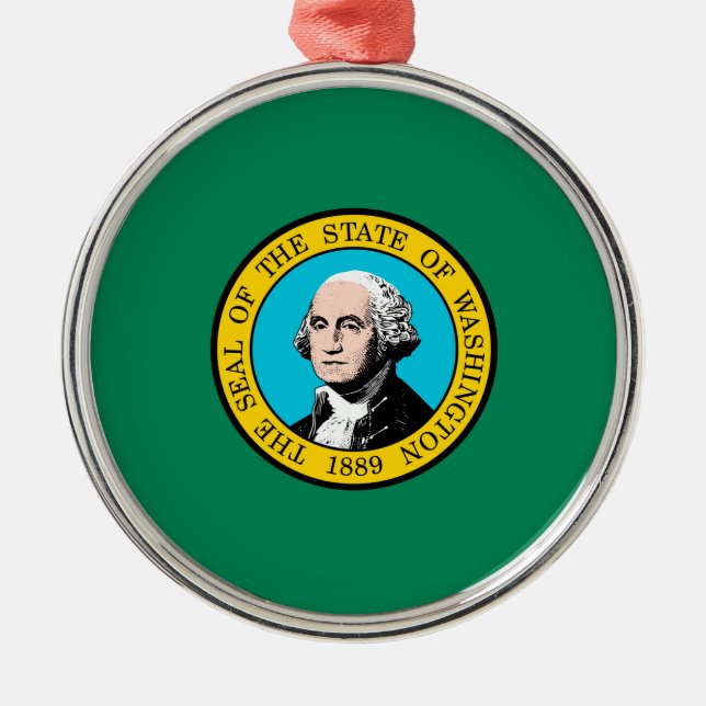 Washington Statlig flagga Design Julgransprydnad Metall (Framsidan)