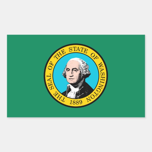 Washington Statlig flagga Design Rektangulärt Klistermärke (Framsida)
