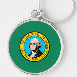 Washington Statlig flagga Design Rund Silverfärgad Nyckelring