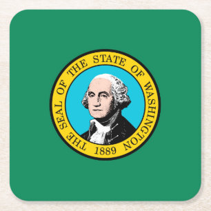 Washington Statlig flagga Design Underlägg Papper Kvadrat