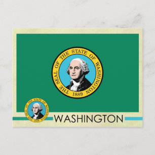 Washington Statlig flagga och Seal Vykort