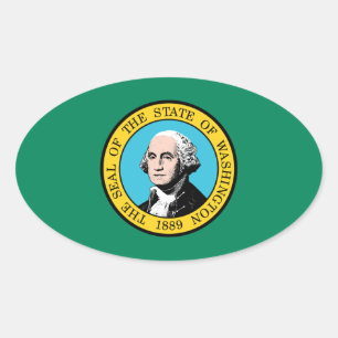 Washington Statlig flagga Ovalt Klistermärke