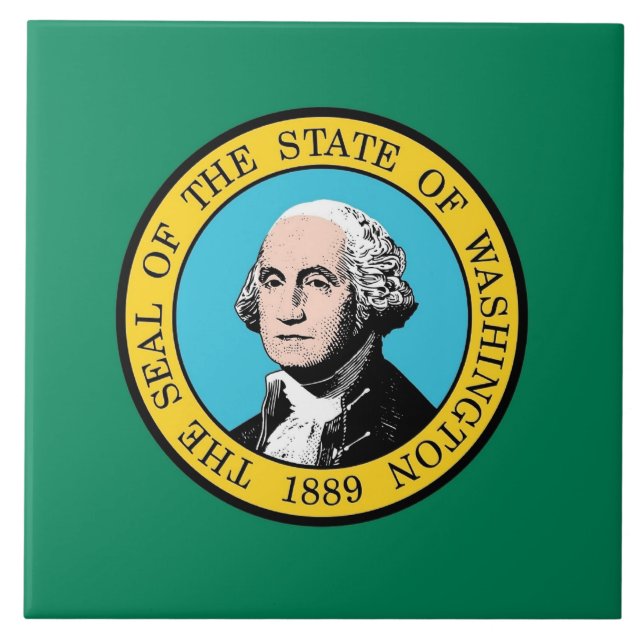 Washington Statlig flagga Tile Kakelplatta (Framsidan)