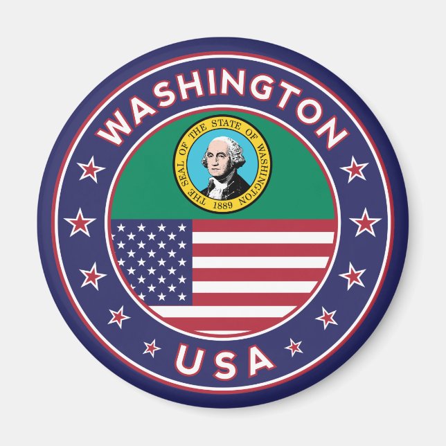 Washington sticker, phone case, tote bag magnet (Framsidan)