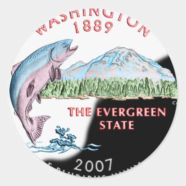 Washington Sticker Runt Klistermärke (Framsida)
