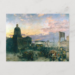 Washington Street Indianapolis Indiana Painting Vykort