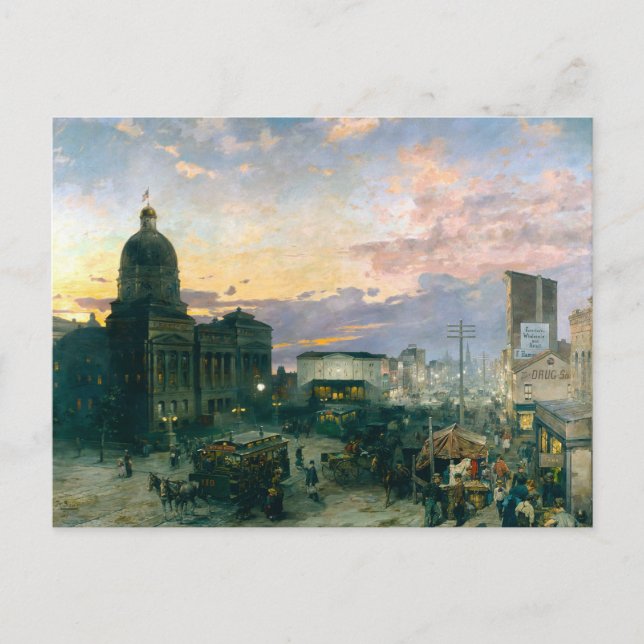 Washington Street Indianapolis Indiana Painting Vykort (Framsida)