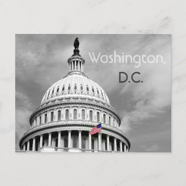 Washington svartvit flaggavykort för D.C. Vykort (Framsida)