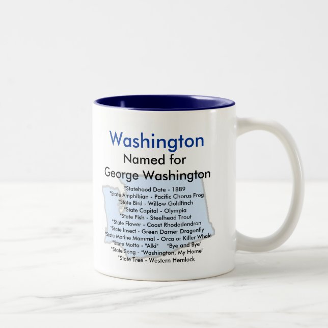 Washington symboler & karta Två-Tonad mugg (Höger)