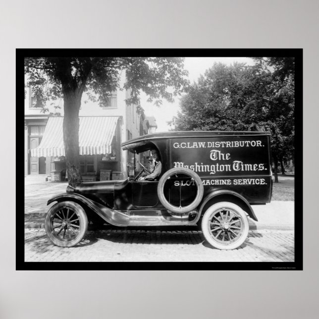 Washington Times Newspaper Lastbil 1920 Poster (Framsidan)