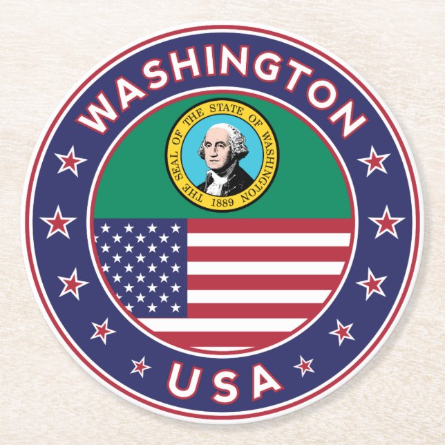 Washington Underlägg Papper Rund (Framsidan)
