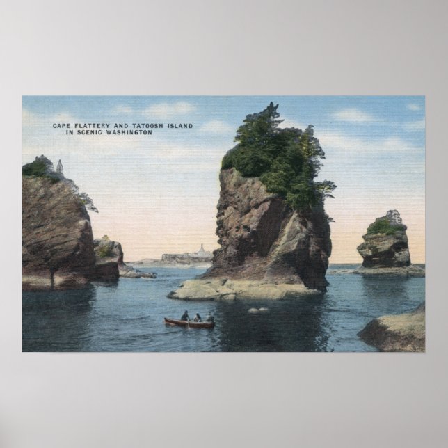 Washington - Vy of Cape Flattery & Tatoosh Poster (Framsidan)