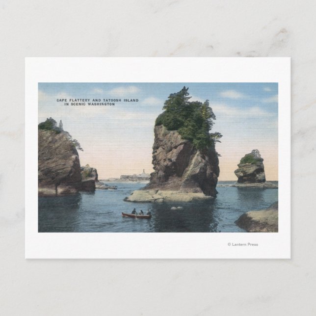 Washington - Vy of Cape Flattery & Tatoosh Vykort (Framsida)