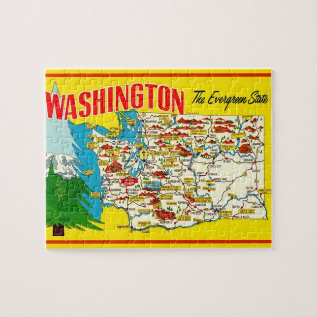 Washington vycard Karta Jigszle Puzzle Pussel (Horisontell)