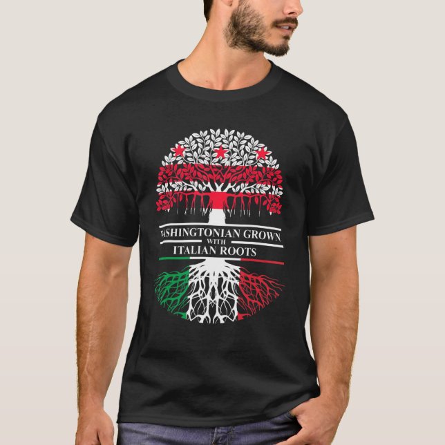 Washingtonian Grown Italian Roots Washington D C I T Shirt (Framsida)