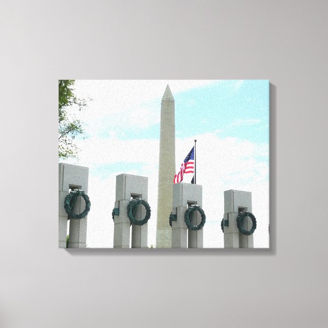Washingtonmonumentet och WWII-minnesmärket i DC Canvastryck (Framsida)