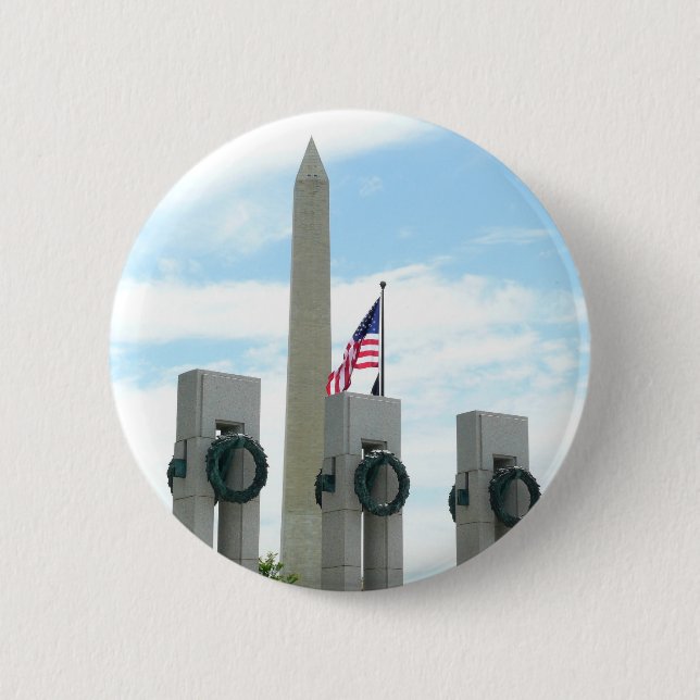 Washingtonmonumentet och WWII-minnesmärket i DC Knapp (Framsida)