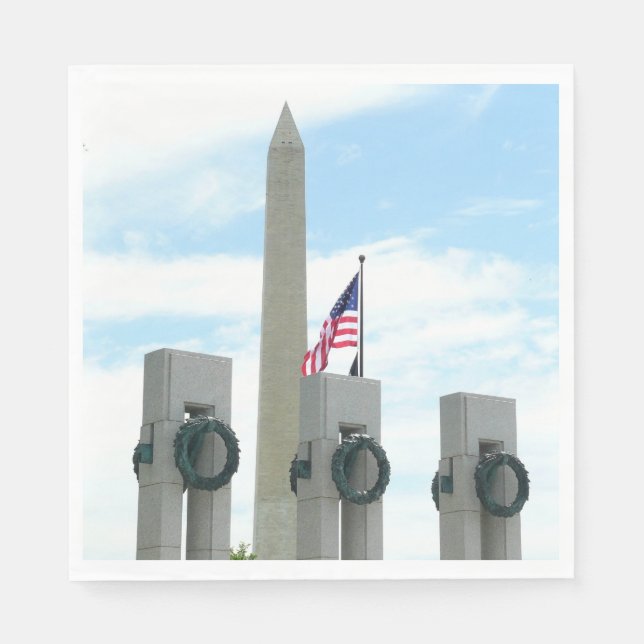 Washingtonmonumentet och WWII-minnesmärket i DC Pappersservett (Framsidan)