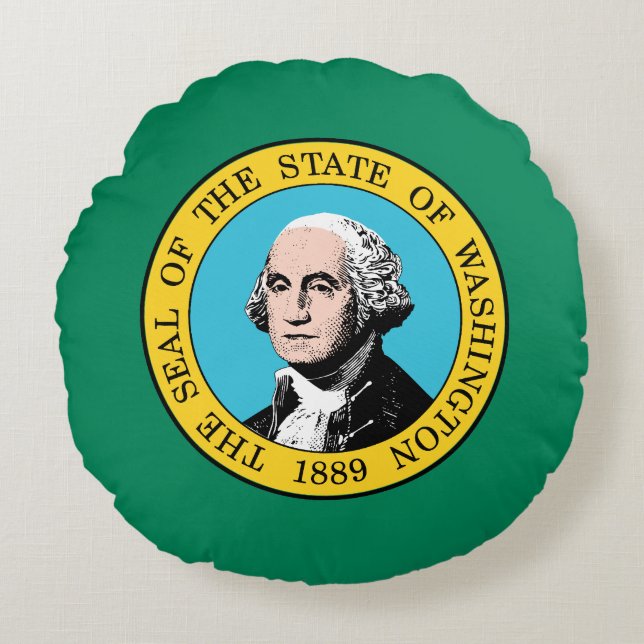 Washingtons statsflagga rund kudde (Framsidan)