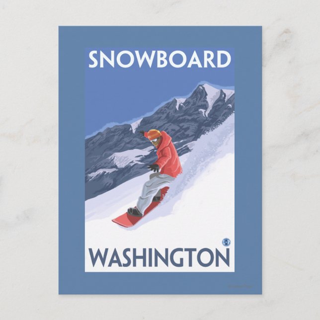 WashingtonSnowboarding Vintage resor Poster Vykort (Framsida)