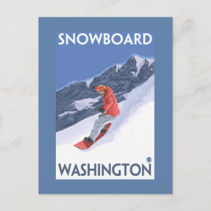 WashingtonSnowboarding Vintage resor Poster Vykort