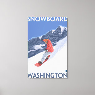 WashingtonSnowboarding vintage resoraffisch Canvastryck