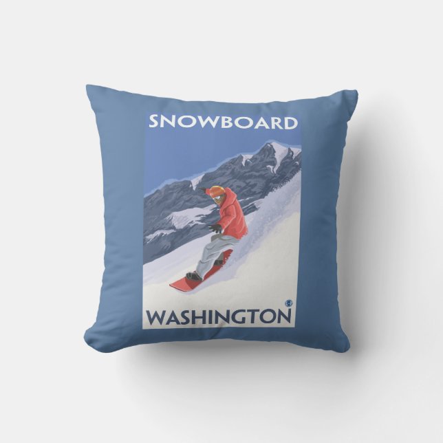 WashingtonSnowboarding vintage resoraffisch Kudde (Framsida)