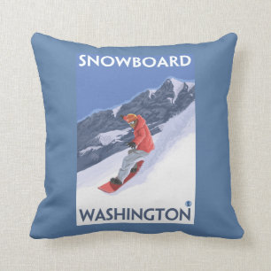 WashingtonSnowboarding vintage resoraffisch Kudde