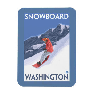 WashingtonSnowboarding vintage resoraffisch Magnet