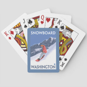 WashingtonSnowboarding vintage resoraffisch Spel Kort
