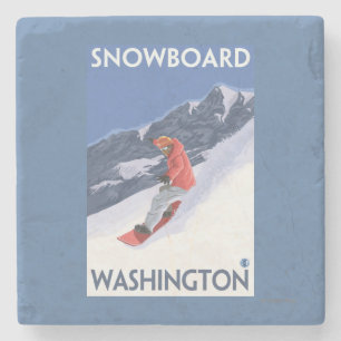 WashingtonSnowboarding vintage resoraffisch Stenunderlägg