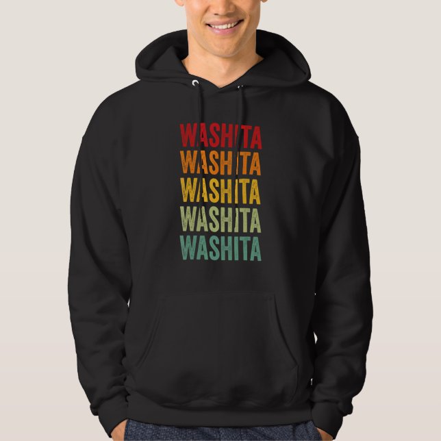 Washita County Oklahoma Rainbow Text Design Hoodie (Framsida)
