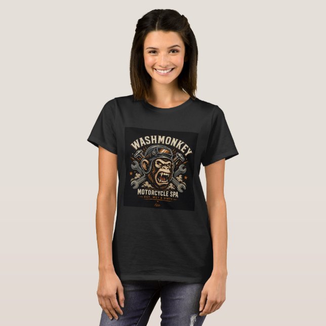 Washmonkey Motorcykel Spa T-Shirt (Hel framsida)