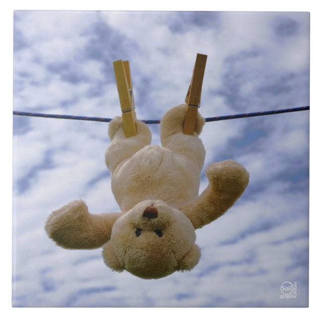 Waslijn met knuffelbeer die hangt te drogen. kakelplatta (Framsidan)