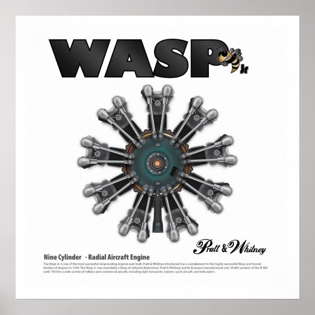 "Wasp Jr." Radialmotorkonst Poster (Framsidan)