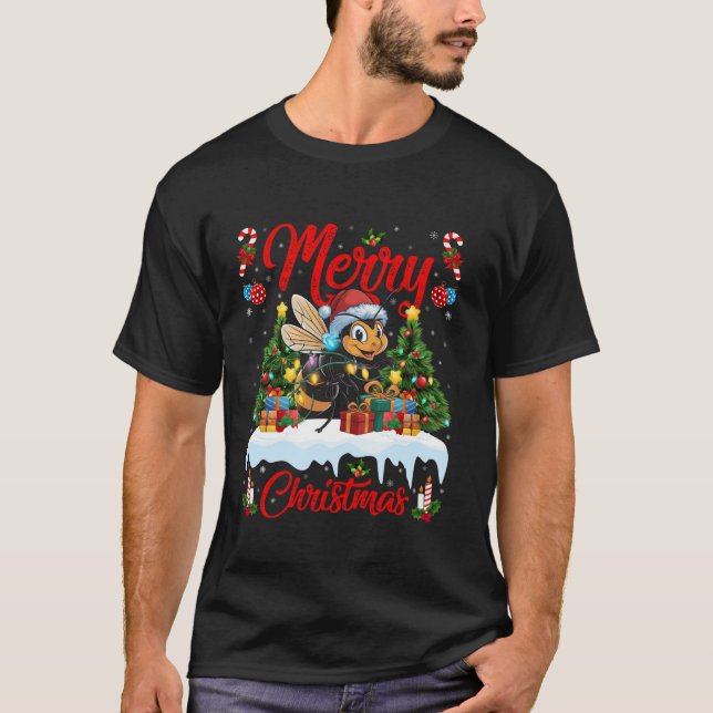 Wasp Julafton Träd Lighting Santa Hat Wasp jul T Shirt (Framsida)