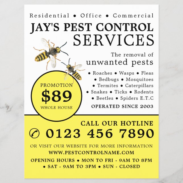 Wasp, Pest Control Advertising Reklamblad (Framsidan)