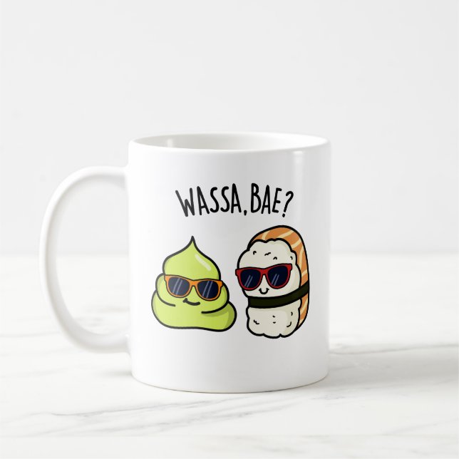 Wassa Bae Funny Food Wasabi Pun Kaffemugg (Vänster)