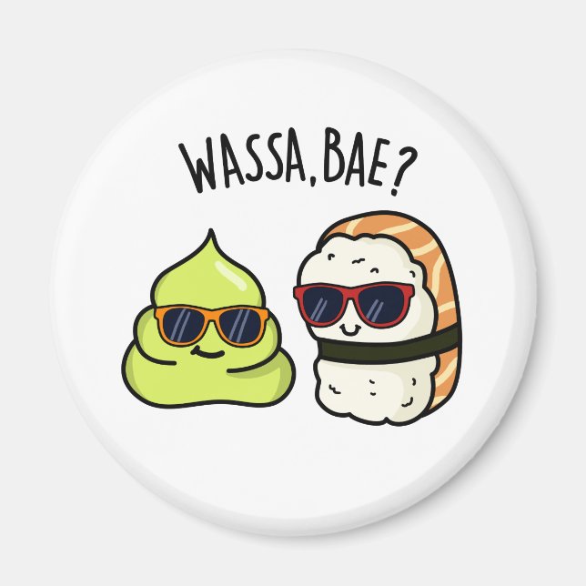 Wassa Bae Funny Food Wasabi Pun Magnet (Framsidan)
