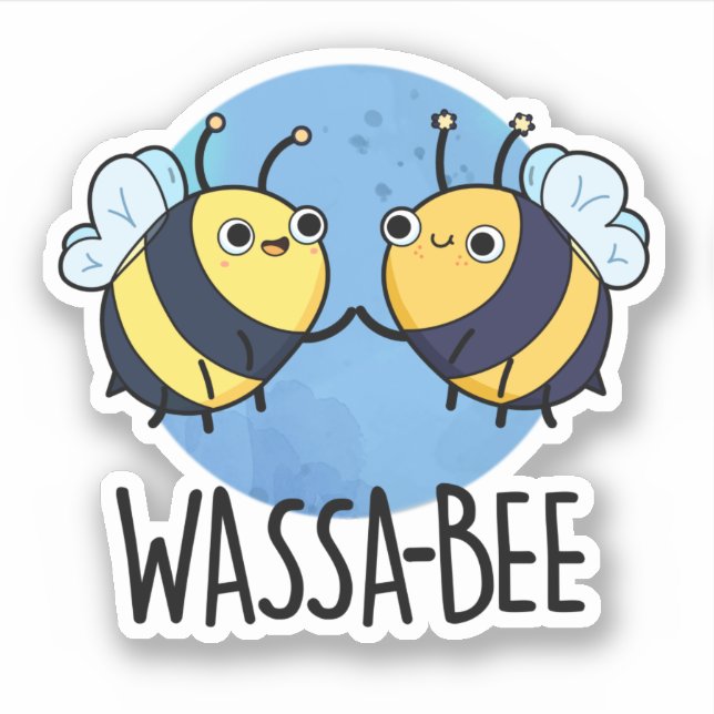 Wassabee Funny Wasabi Bee Pun Klistermärken (Framsida)