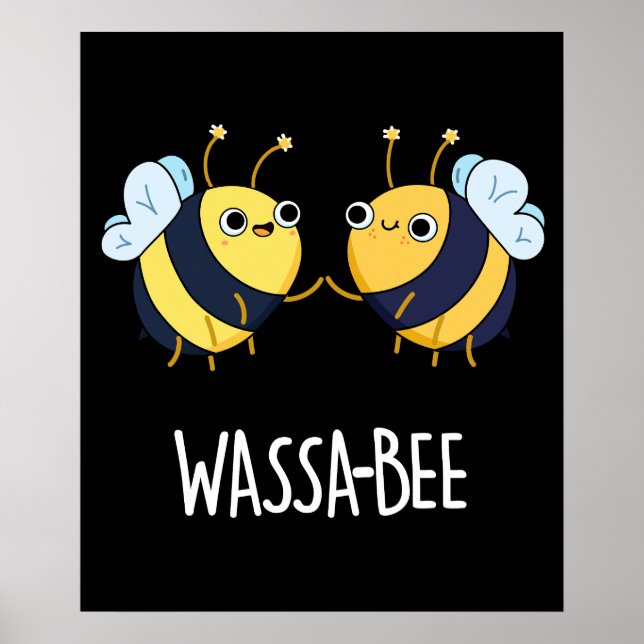 Wassabee Funny Wasabi Bee Pun Mörk BG Poster (Framsidan)