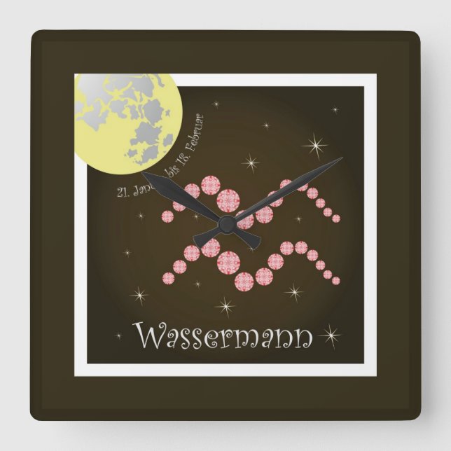 Wassermann 21. Januar bis 18. Februar Uhr Fyrkantig Klocka (Framsida)